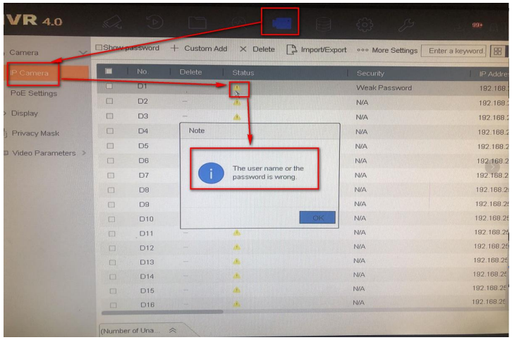Камера Hikvision не додається до NVR: Adding Failed і No Resource