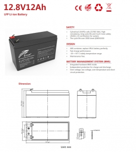 R-LFP12.8V12Ah LiFePO4 акумулятор Ritar