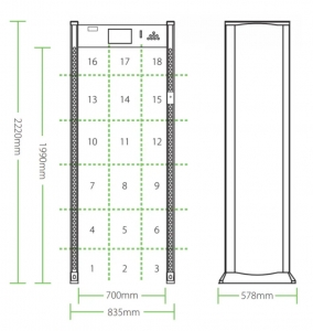 ZK-D3180 Арочний металодетектор ZKTeco на 18 зон детекції