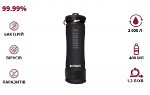 LifeSaver Liberty Black Портативна пляшка для очищення води