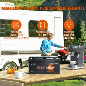 LiTime LiFePO4 12V 100Ah bluetooth акумуляторна батарея